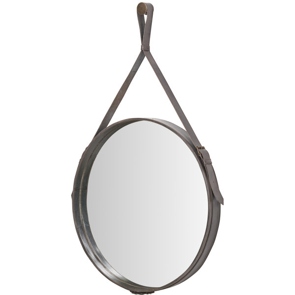 Round Tan Leather Mirror main image 1